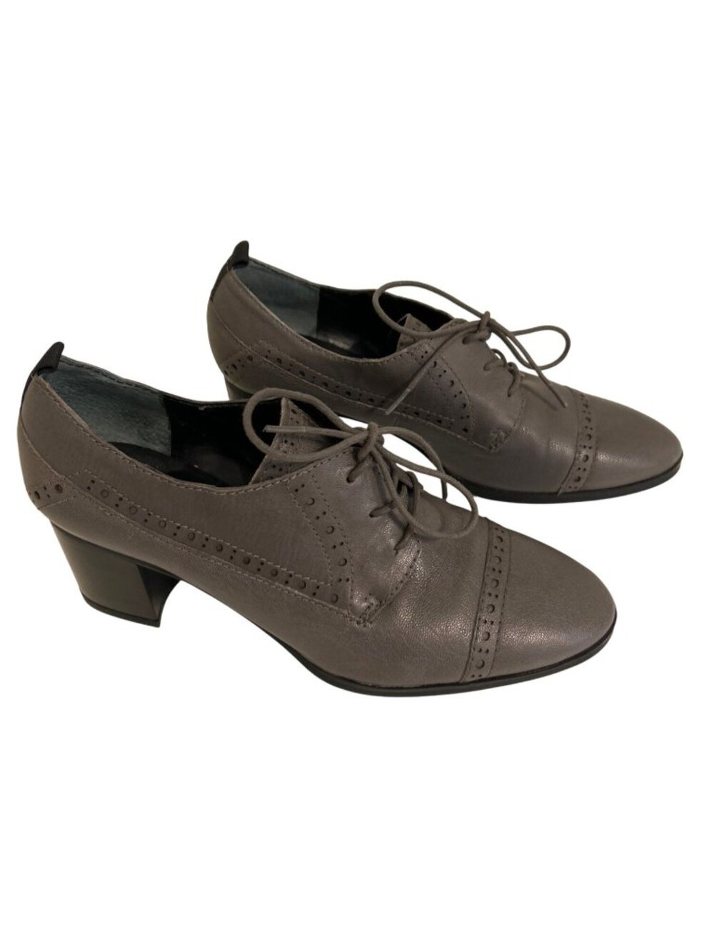 Franco Sarto Alberta Oxford Women's 8M Heeled Shoes Gray Leather Cap Toe Career